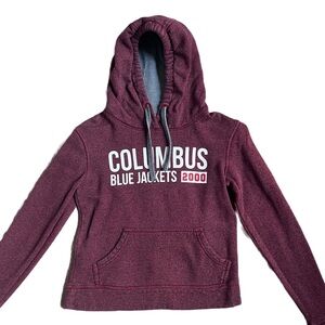 BURGUNDY COLUMBUS BLUE JACKETS VINTAGE HOODIE SIZE XS